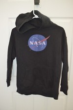 Boys Black NASA Cotton Blend One Pocket Hoodie Size YXL