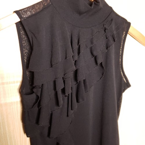 The Limited Womens Black Stretchy Mock Neck Ruffle Front Fitted Top - Picture 4 of 7