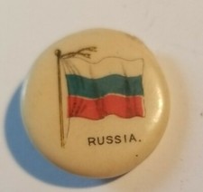 Russia Country Flag Pin Back Button Vintage - Duke Cigarette 