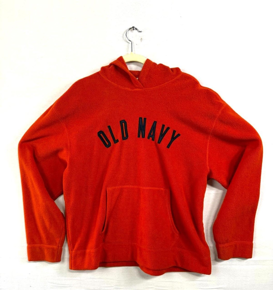 Vintage Old Navy Fleece Hoodie Men's XL Orange Logo Kangaroo