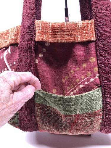 Tote Bag Large Handmade Chenile and Fabric Bookbag Gym Bag Or Handbag - Picture 2 of 4