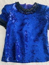 Victor Costa Violet Purple Sequins Top Formal Short Sleeve Women Size 4  Beaded