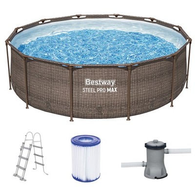 Bestway 56709 Steel Pro Max Pool Frame Pool Set Rattanoptik Framepool 366x100 cm