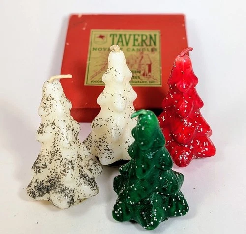 VTG Christmas Tree Novelty Candles in Box Tavern, Gurley Unlit - product listing photo