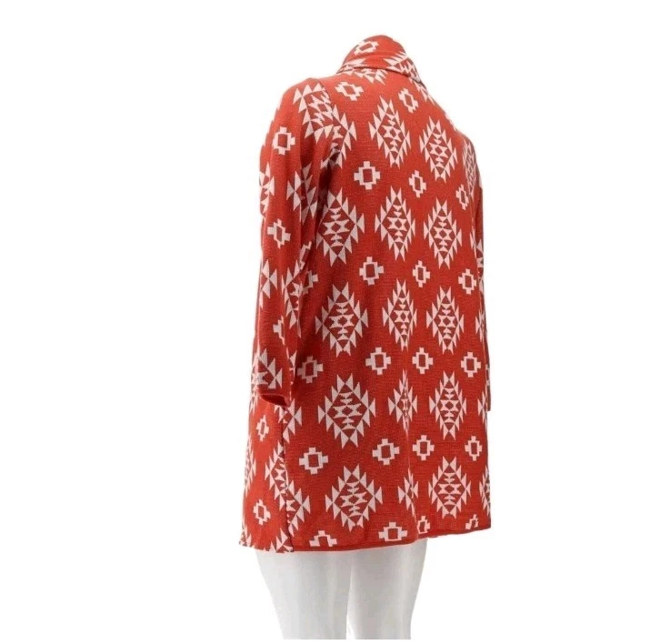 Cárdigan tejido jacquard delantero abierto Antthony para mujer naranja suroeste azteca 2XL Foto 4 de 4