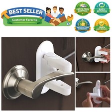 Patented Child Safety Door Locks - Adhesive Lever Lock, Easy 2 Pack Installation
