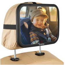 Baby Car Mirror Most Stable Backseat with Premium Matte large, BLACK
