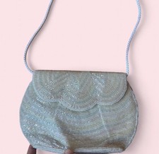 Magid NYC Vintage Ivory Beaded Bridal Clutch Bag with Shoulder Strap