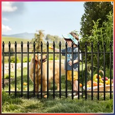 Gartenzaun Metall Zaun 91cm hoch 3,5m lang 5 Paneele Schwarz Zaun Grenzzaun