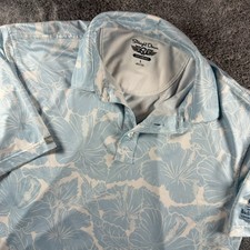 Straight Down Polo Shirt Mens Large Blue Floral Performance Stretch Golf