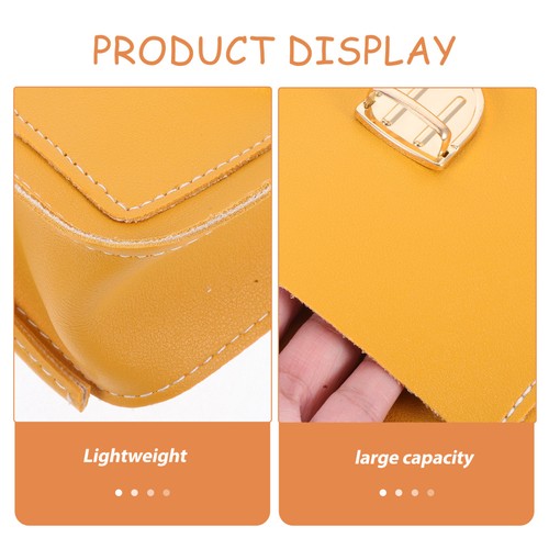 PU Small Square Bag for Women Cross Body Shoulder Bag Yellow - Picture 10 of 12