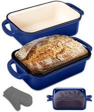 Nutrichef 9X5 Enameled Cast Iron Loaf Pan Lid Enamel-Coated Baking Loaf Pan For