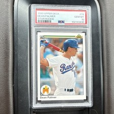 Upper Deck 1990 Star Rookie Dean Palmer Texas Rangers #74 PSA 10 Baseball Card. rookie card picture