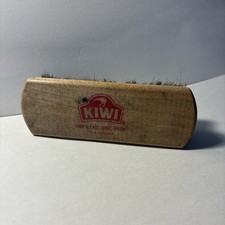 Vintage Kiwi 100 Horsehair Shoe Shine Brush Wood Handle Care Polish