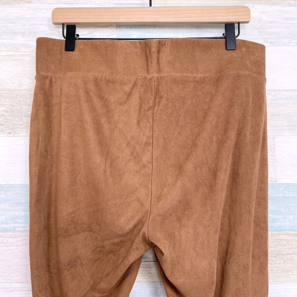 Leggings femininas Seven7 camurça sintética marrom camelo cintura alta elástica GG - Imagem 4 de 4