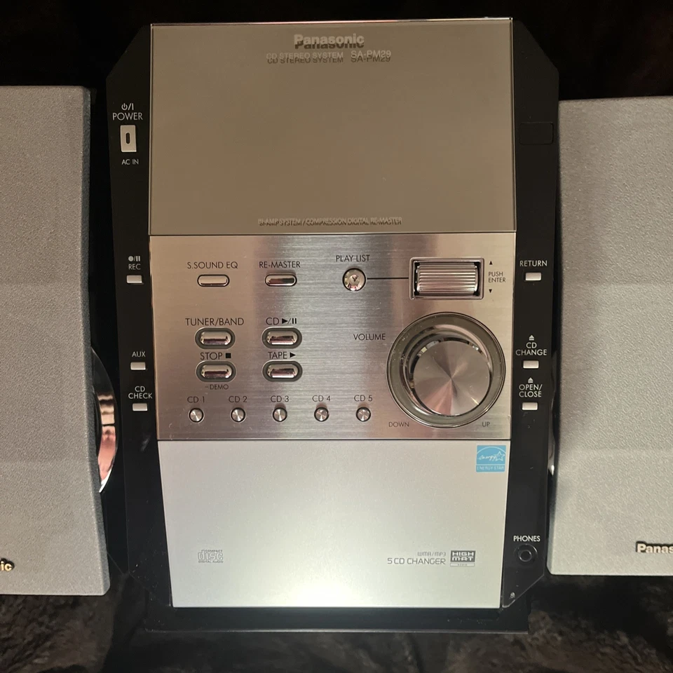 Panasonic SA-PM29 Compact Stereo System-5 CD-Cassette-No Remote-TestedWorks AMFM - Image 3 of 4