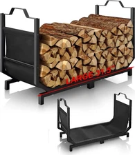32in Firewood Rack Indoor, Log Firewood Holder with Leakproof Bag, Heavy Duty...