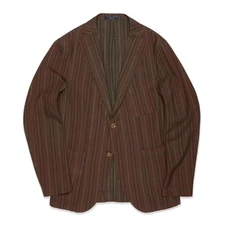 *  BOGLIOLI Galleria Brown Striped Wool-Silk Unconstructed Jacket EU 48 NEW US 3