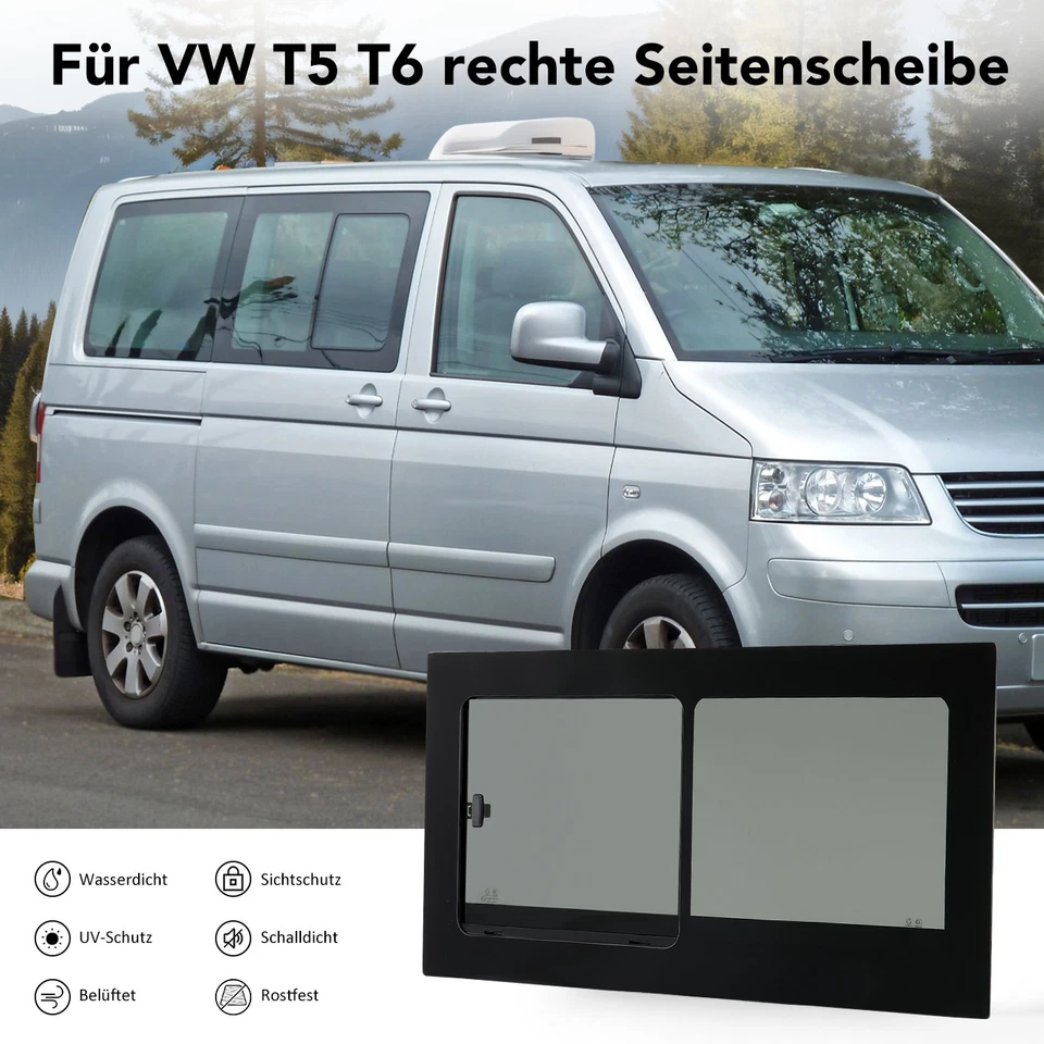 Schiebefenster Für VW T5 T6 Seitenfenster Rechts Getönt 1128 x 582mm Schwarz - Bild 2 von 4