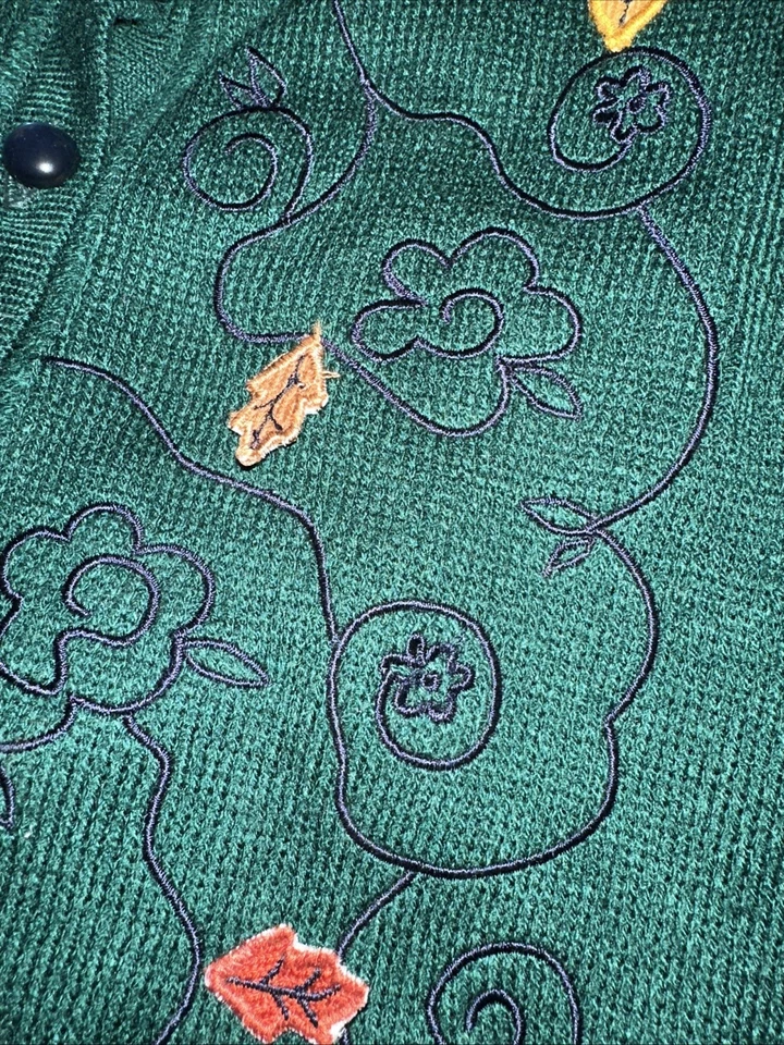 Vintage B.T. Cárdigan suéter verde/hojas para niños - niña 4T Foto 3 de 4