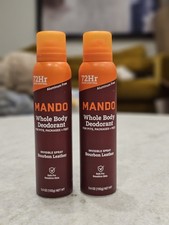 Mando Whole Body Deodorant for Men Invisible Spray Bourbon Leather 72hr Lot Of 2