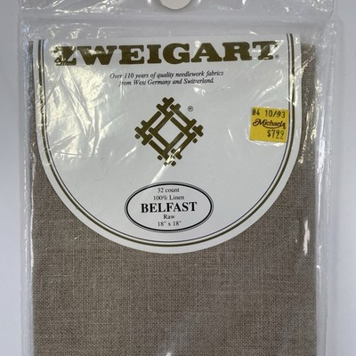Zweigart 32ct Belfast Linen Cross Stitch Fabric 18'' x 18'' ~ Raw Linen