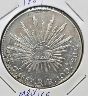 🔥 1887 Mexico Silver 8 Reales Cap & Rays. LOOK AT THAT AU CONDITION! 🔥
