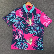 Sunday Swagger Polo Men Extra Large Floral Abstract Colorful Pink Golf