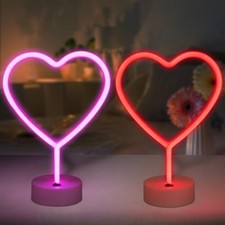 2 Pack Neon Signs, LED Pink Lights Battery Operated or USB Powered Heart