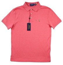 Polo Ralph Lauren Mens Polo Shirt S Slim Fit Short Sleeve Dark Pink Htr 110 NEW