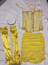 Disney Princess Belle Fancy Dress Outfit Corset Skirt Gloves Tiara & necklace
