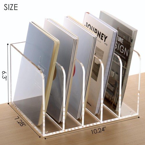 Acrylic File Organizer, Clear Magazine File Holder Desk Organizer for Office ... - Picture 2 of 8