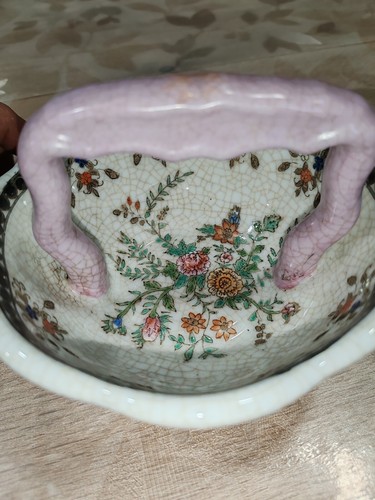 Rare Ancien Panier Céramique Asiatique Japon Chinois Faïence Émaux 19 Ème - Imagen 3 de 8