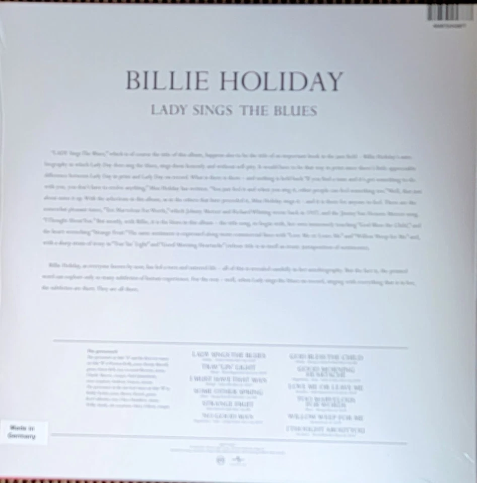 BILLIE HOLIDAY LADY SINGS THE BLUES - 180-GRAM VINYL LP " NEW, SEALED " - Image 2 of 2