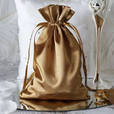12 pcs 6x9" Antique Gold SATIN FAVOR BAGS Wedding Party Gift Favors WHOLESALE