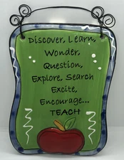 Tumbleweed Pottery - Discover, Wonder, Question,...Teach - Walk Plaque EUC