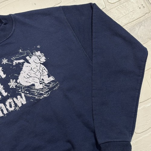 Vintage 90s Kids Sweatshirt M Blue Skiing Snow Sweater - Picture 5 of 17