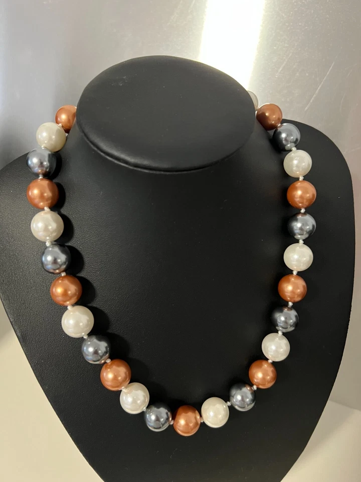 Muschelkernperlen Collier Kette Schoko südsee Tahiti farben L 50 cm Perlen 14 mm - Bild 2 von 3