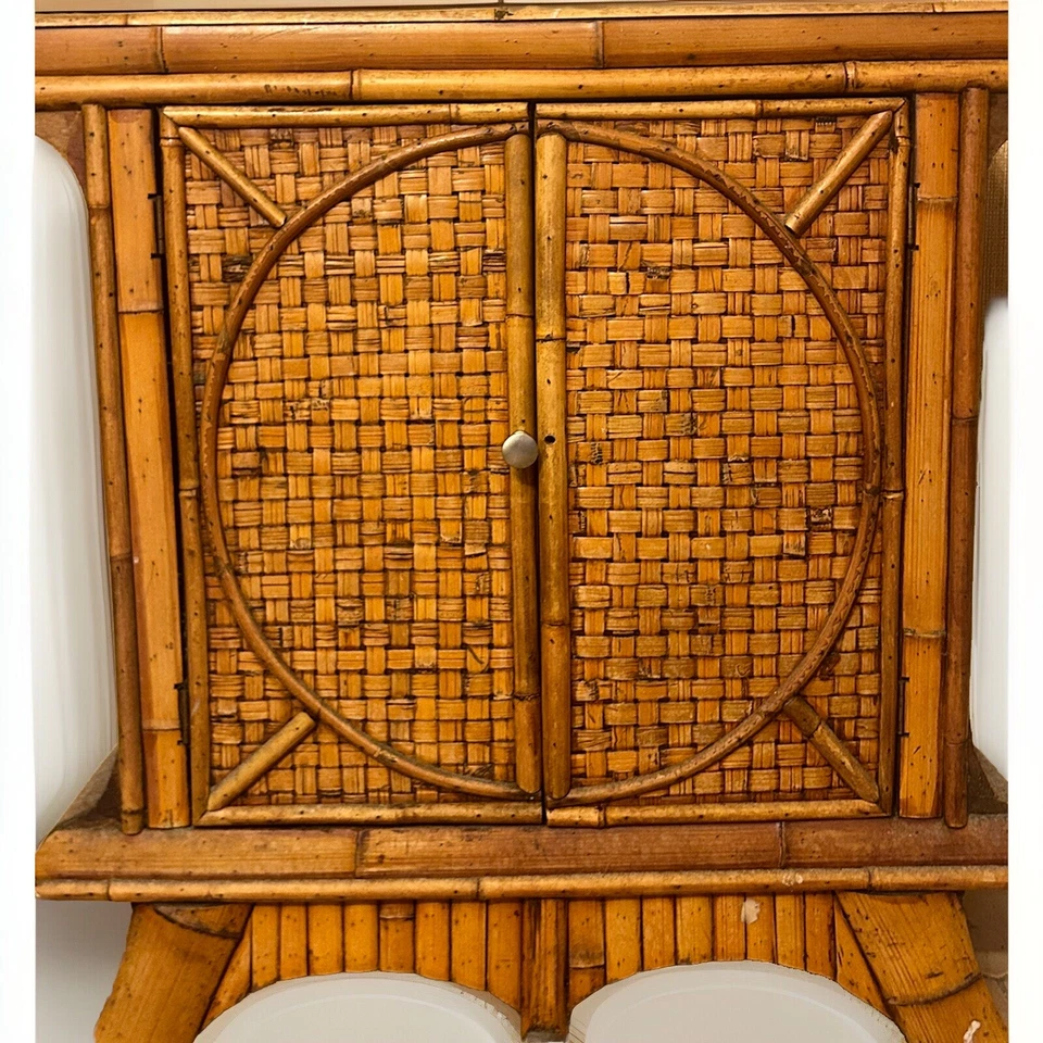 СОВРЕМЕННАЯ ГОЛЛИВУДСКАЯ БАМБУКОВАЯ ТУМБОЧКА СЕРЕДИНЫ ВЕКА В АЗИАТСКОМ СТИЛЕ - Изображение 3 из 4