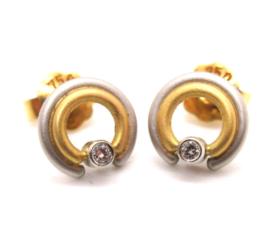 TOP DESIGNER Bicolor Brillant Ohrringe 750er Gold 18 Karat Platin Luxury elegant - Bild 3 von 4