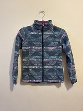 Kids Columbia Aztec Jacket Sz M 10/12 fleece zip up Gray Pink