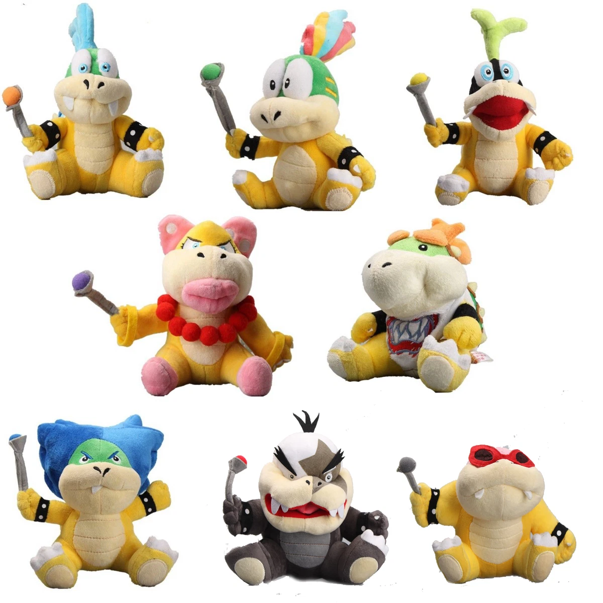 8X Super mario Plush Bowser Koopa Kids Baby Jr Koopalings Larry