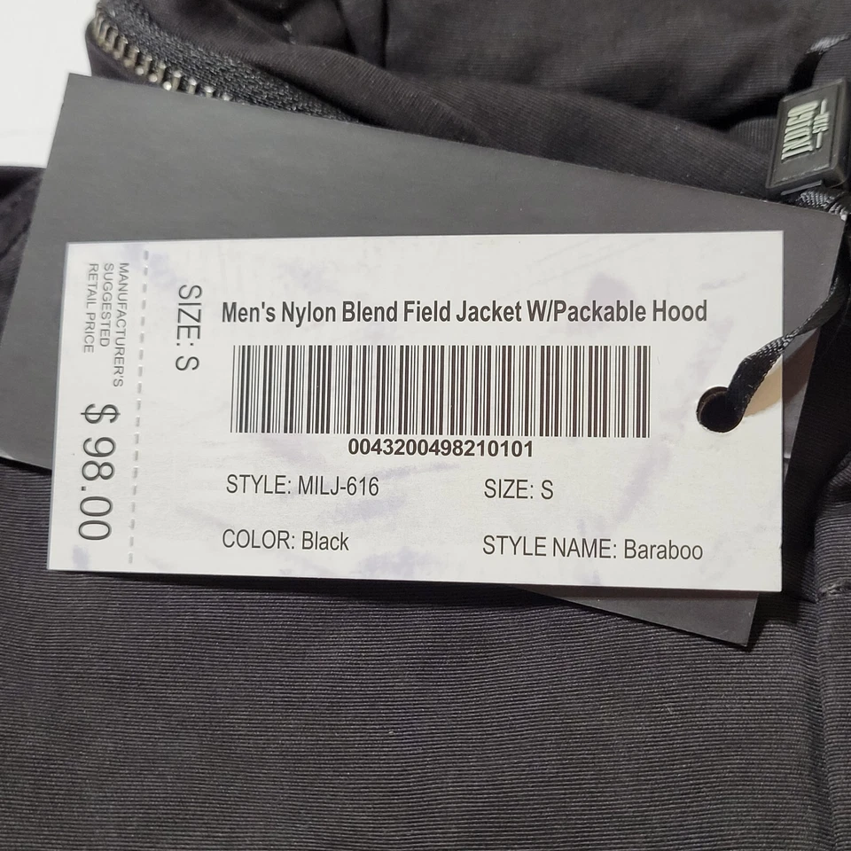 Chaqueta de Campo Indigo Star Para Hombre Cremallera/A Presión Negra con Capucha Embalable Talla S Cálida Foto 3 de 4