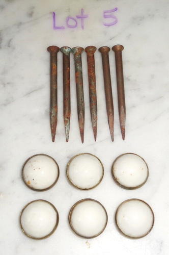 Viktorianischer Porzellan Top Bilderrahmen hängende Nägel Lot 5 ~ Set 6 Nagel mit 6 Tops - Bild 1 von 5