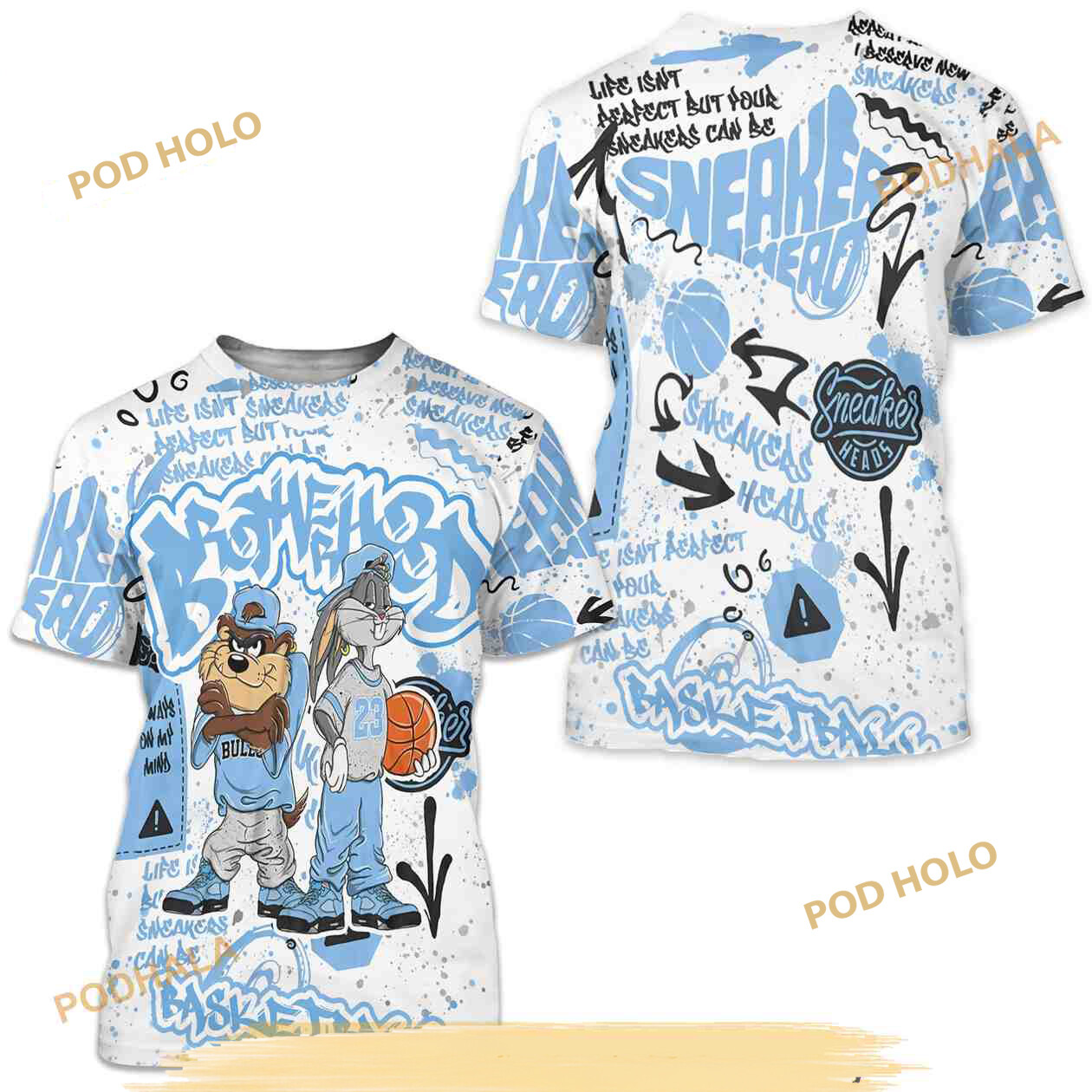 Brotherhood Bunny Sneaker 3D Shirt Match Retro University Blue 5s Tee