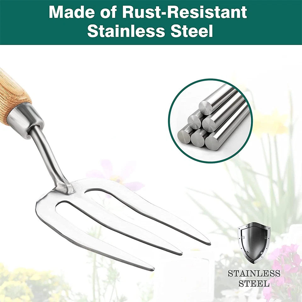 Berry&Bird Garden Hand Fork Stainless Steel Hand Weed Fork Traditional Fork Tool - Image 4 of 4