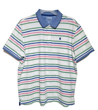 Izod Advantage Performance Stretch Mens 2XL Short Sleeve Polo Shirt Striped XXL