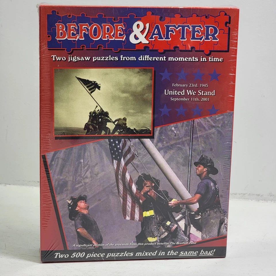 United We Stand Before & After Two 500 Pc Puzzles in one! 9/11 WW1 Iwojima New! - Image 2 of 4