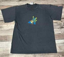 Taz Shirt Large Gray Striped Vintage 90s Looney Tunes Spotlight Tasmanian Devil