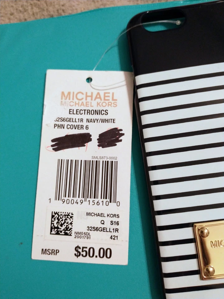 Michaels Kors Snap On 手机壳 iPhone 6 条纹海军蓝/白色 50 美元 — 第 2/4 张图片